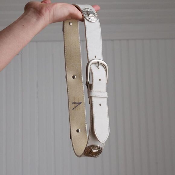 90s white leather western belt - Picture 6 of 8